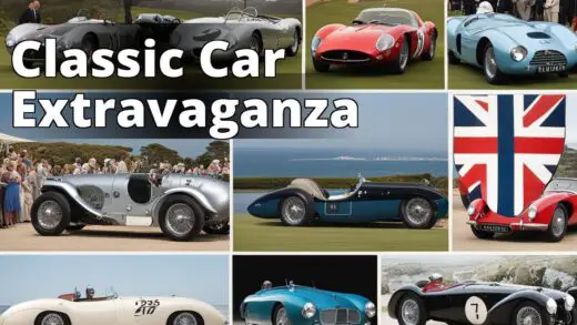 A collage of classic cars showcased at different prestigious events mentioned in the article