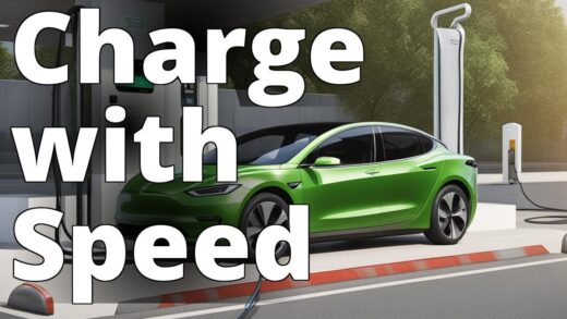 An electric car plugged into a fast charger at a charging station