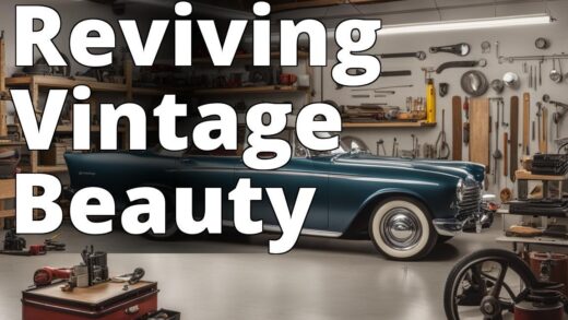 An image of a classic car being meticulously restored in a well-equipped garage