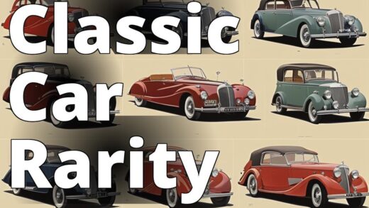 An image showcasing a collection of rare classic cars from different eras