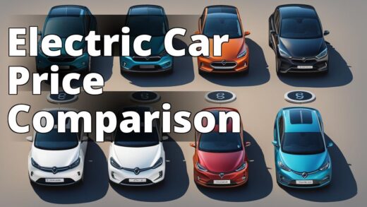 An image showing a lineup of different electric cars with price tags displayed prominently on each c